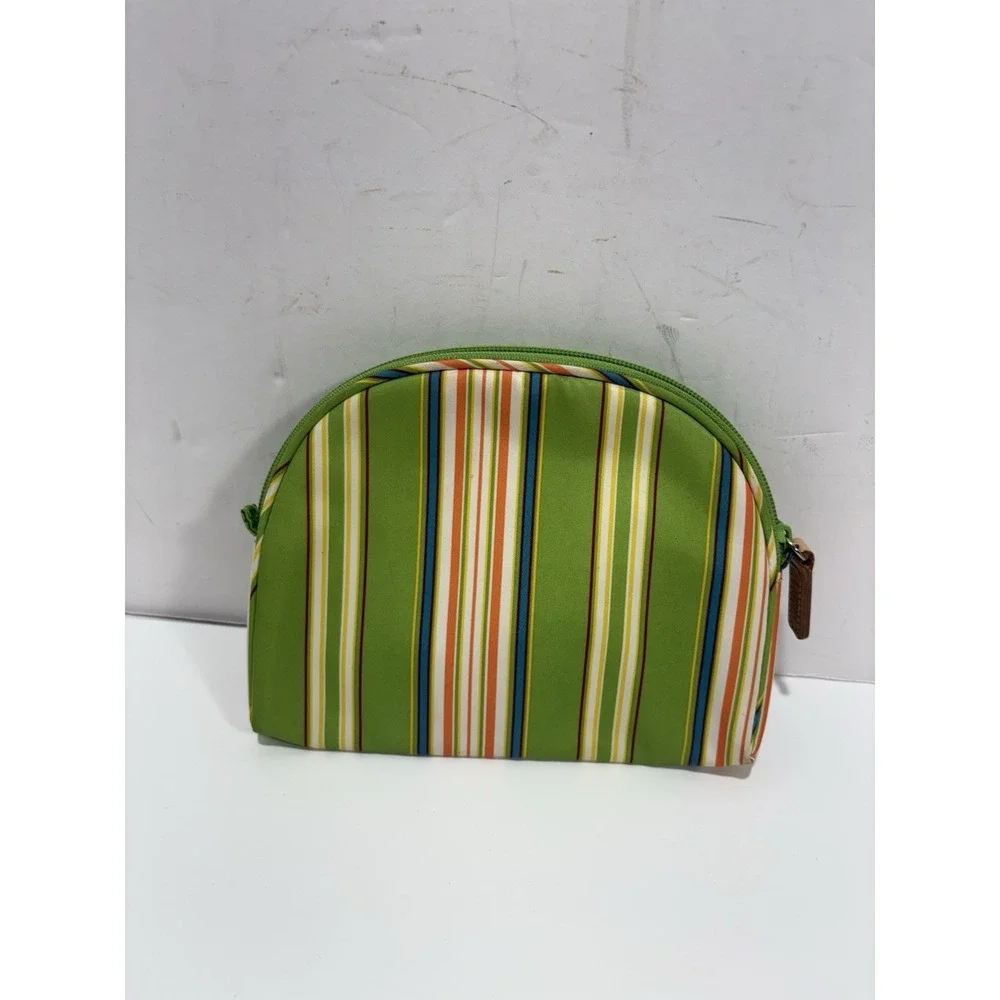 Lauren Ralph Lauren Zippered Makeup Bag Cosmetic Clutch Green Yellow Striped